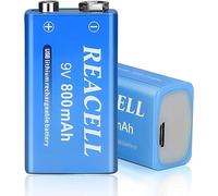 REACELL 2 Piezas 9V USB Pila Recargable Litio con Micro-USB Cable de Carga