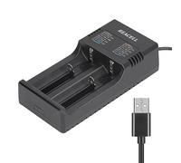 REACELL Cargador 18650, Inteligente Rápido Cargador para 3.7V Li-Ion Recargable Pilas 18650 18490 18350 17670 17500 16340 14500 con Cable USB