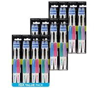 REACH Essential Care Interdental Medio Cepillo de dientes, Paquete único x 12, Pleno Head Hard Erizarse Manuales Toothbrushes, Diario Oral Esmalte Cuidado dental