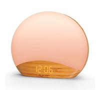 REACHER Madera Grano Sunrise Luz Despertador Luz Nocturna y Máquina de Sonido, Reloj Digital Regulable para Dormitorio, 26 Sonidos de Dormir, Máquina de Ruido Blanco para Bebé, Adulto, Despertador de