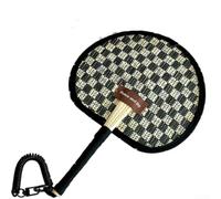 ReachMall Abanico de paja tradicional tejido a mano, ligero, para hacer brisas de verano, portátil, adorno colgante con diseño bohemio, 30,5 x 21 cm (profundidad)