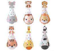 ReachMall Amazing Adventures Await - Consigue tu juego de seis adorables sombreros de fiesta de animales de la selva hoy