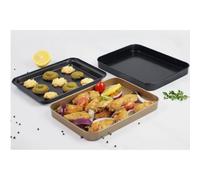 ReachMall Bandeja de horno de acero de alto carbono sin revestimiento, distribución uniforme del calor con asas para pan, pasteles, galletas, pasteles
