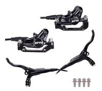 ReachMall Freno de disco hidráulico, sistema de frenado de aceite delantero y trasero para bicicleta de montaña, palanca de 3 dedos de aleación de aluminio, color negro