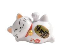 ReachMall Gato ondulado con energía solar, decoración de coche de Lucky Maneki Neko Fortune Feng Shui, adorno de tablero de ABS blanco