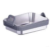 ReachMall Juego de accesorios antideslizantes para freidora de aire, bandeja para hornear de acero inoxidable con rejilla de goteo extraíble y tapa para asar a la parrilla, multicocina, seguro gris