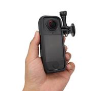 ReachMall Marco protector extendido para Insta360 X4 Air, funda vertical horizontal de silicona con adaptador de 1/4 pulgadas, funda a prueba de golpes para accesorios de cámara 360, color negro