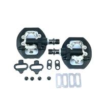 ReachMall Pedales de bicicleta autoblocantes de doble uso, aleación de aluminio compatibles con SPD, pedales planos y sin clip para MTB de carretera, 75 x 65 mm
