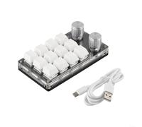 ReachMall Teclado mecánico ergonómico con 12 teclas y 2 perillas de control para un flujo de trabajo optimizado y operaciones multimedia (blanco)