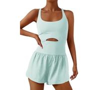 ReachMe Mameluco de una pieza para correr para mujer, para entrenamiento, gimnasio, yoga, 0 Verde salvia claro, Medium