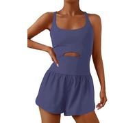 ReachMe Mameluco de una pieza para correr, para mujer, para entrenamiento, gimnasio, yoga, Azul marino, Large