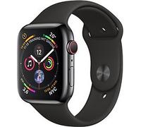REACONDICIONADO (Muy buen estado): Apple Watch Series 4 44mm caja de acero inoxidable en negro espacial y correa deportiva negra [Wifi + Cellular]
