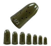 Reaction Tackle - Gusano, pesos de bala, plomadas de pesca de tungsteno en varios tamaños y colores, 1/4 oz (6 per pack), Green Pumpkin (worm)