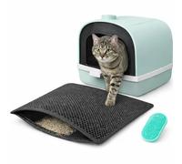 Reacvia. Alfombra arenero gato 60x45cm. Alfombra gatos arenero de doble capa impermeable y antideslizante. Cepillo masaje de regalo. Guía Anti-Arena y Anti-Olores incluida. Atrapa la arena al instante