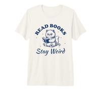 Read Books Stay Weird Cat Camiseta Premium