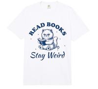 Read Books Stay Weird Cat Comfort Colors Adult Heavyweight T-Shirt