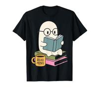 Read More Ghost Bookworm Coffee Reading Halloween Librarian Camiseta