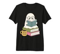 Read More Ghost Bookworm Coffee Reading Halloween Librarian Camiseta Premium