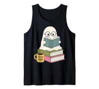 Read More Ghost Bookworm Coffee Reading Halloween Librarian Camiseta sin Mangas
