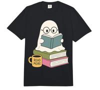 Read More Ghost Bookworm Coffee Reading Halloween Librarian Comfort Colors Adult Heavyweight T-Shirt