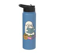 Read More Ghost Bookworm Coffee Reading Halloween Librarian Stainless Steel Insulated Water Bottle