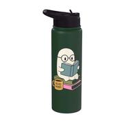 Read More Ghost Bookworm Coffee Reading Halloween Librarian Stainless Steel Insulated Water Bottle
