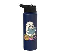 Read More Ghost Bookworm Coffee Reading Halloween Librarian Stainless Steel Insulated Water Bottle