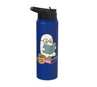 Read More Ghost Bookworm Coffee Reading Halloween Librarian Stainless Steel Insulated Water Bottle