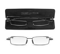 Read Optics Gafas de lectura +2.0, finas y elegantes gafas de metal que se despliegan rápidamente, con una funda ultrafina para protección y transporte