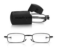 Read Optics Gafas Plegables Lectura Vista de Hombre Mujer: Ultra Compactas de Bolsillo con Funda Rígida | Lentes para Leer +2.00 | Negras de Marco Completo