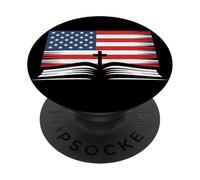 Read The Bible America - United States Flag Christian Faith PopSockets PopGrip Adhesivo