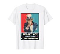 Read The Constitution Patriotic Study The US Constitution Camiseta gráfica económica, Hombre, Blanco, L