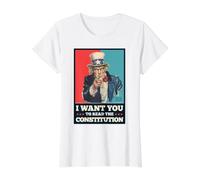 Read The Constitution Patriotic Study The US Constitution Camiseta gráfica económica, Mujer, Blanco, L