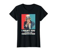 Read The Constitution Patriotic Study The US Constitution Camiseta gráfica económica, Mujer, Negro, XS