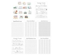Read Tracker - 8 hojas de calcomanías de progreso de libros de 6 x 8 pulgadas para planificadores, diarios y registros | Perfecto para amantes de los libros, estudiantes y desafíos