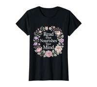 Read What Nourishes Your Mind Mentalidad del Lector ||- Camiseta gráfica económica, Mujer, Negro, S