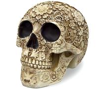 READAEER Réplica de Esqueleto de tamaño Real, Modelo de Hueso de Cabeza de Calavera Humana Realista (Floral)