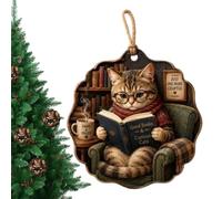Reading Book Ornament, Acrylic Reading Ornament, 2D Animal Book Decor, Read