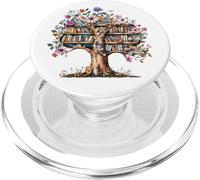 Reading Book Tree Flowers Books Lovers Book Floral Bookish PopSockets PopGrip para MagSafe