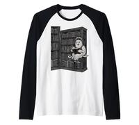 Reading Ghost - Spooky Library Halloween tee Camiseta Manga Raglan