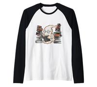 Reading Ghost - Spooky Library Halloween Tee Camiseta Manga Raglan