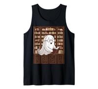 Reading Ghost - Spooky Library Halloween tee Camiseta sin Mangas