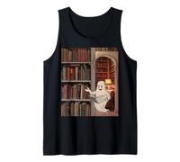 Reading Ghost - Spooky Library Halloween tee Camiseta sin Mangas