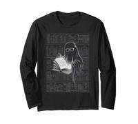 Reading Ghost - Spooky Library Halloween tee Manga Larga