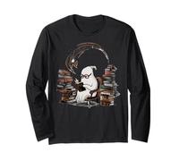 Reading Ghost - Spooky Library Halloween Tee Manga Larga