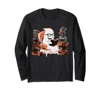 Reading Ghost - Spooky Library Halloween Tee Manga Larga
