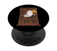 Reading Ghost - Spooky Library Halloween tee PopSockets PopGrip Adhesivo