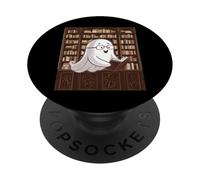 Reading Ghost - Spooky Library Halloween tee PopSockets PopGrip Adhesivo