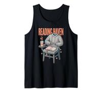 Reading Haven - Suéter Acogedor para Amantes de los Libros y café Camiseta sin Mangas