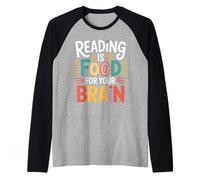 Reading Is Food For Your Brain Reader Hobby Librarian |- Camiseta Manga Raglan
